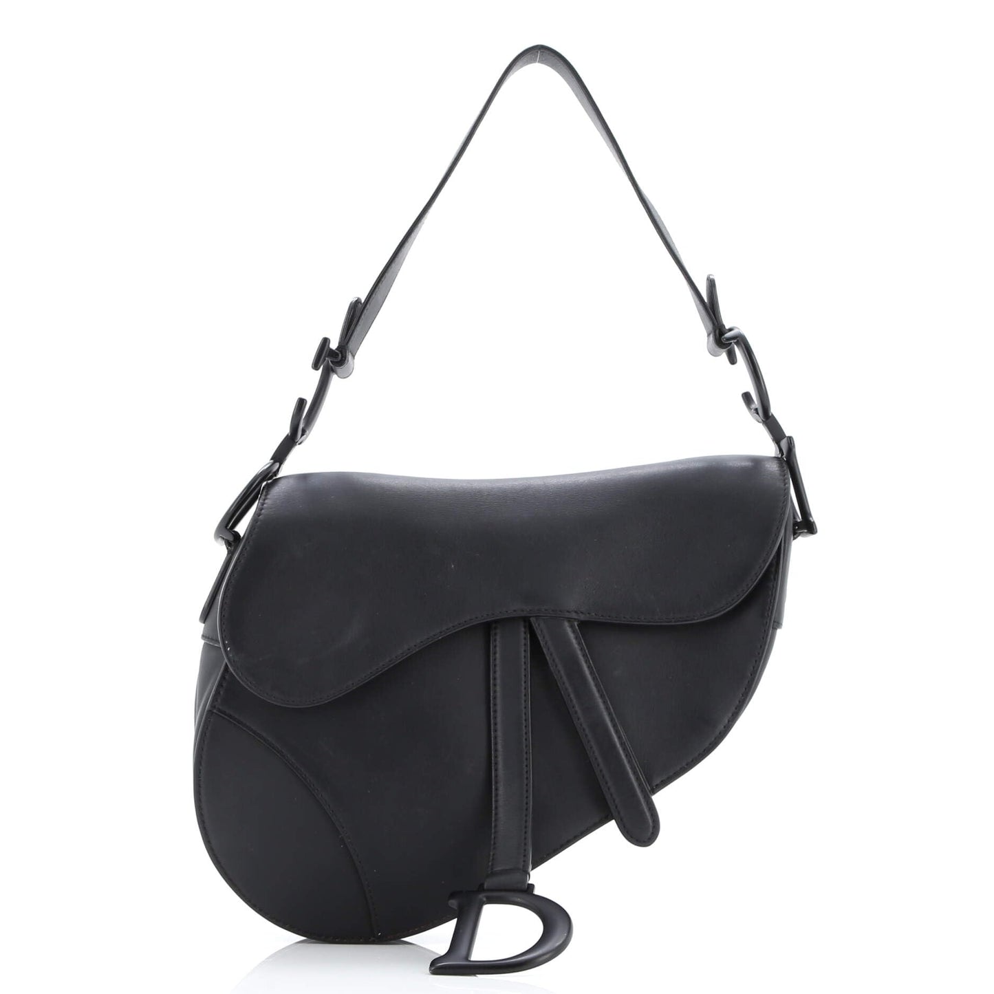 Christian Dior, Pre-Loved Ultra Matte Saddle Handbag Leather Medium, Black