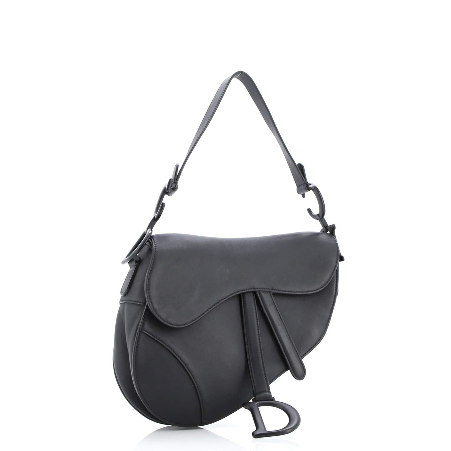Christian Dior, Pre-Loved Ultra Matte Saddle Handbag Leather Medium, Black