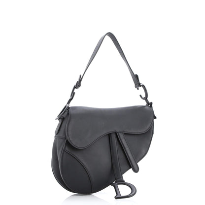 Christian Dior, Pre-Loved Ultra Matte Saddle Handbag Leather Medium, Black