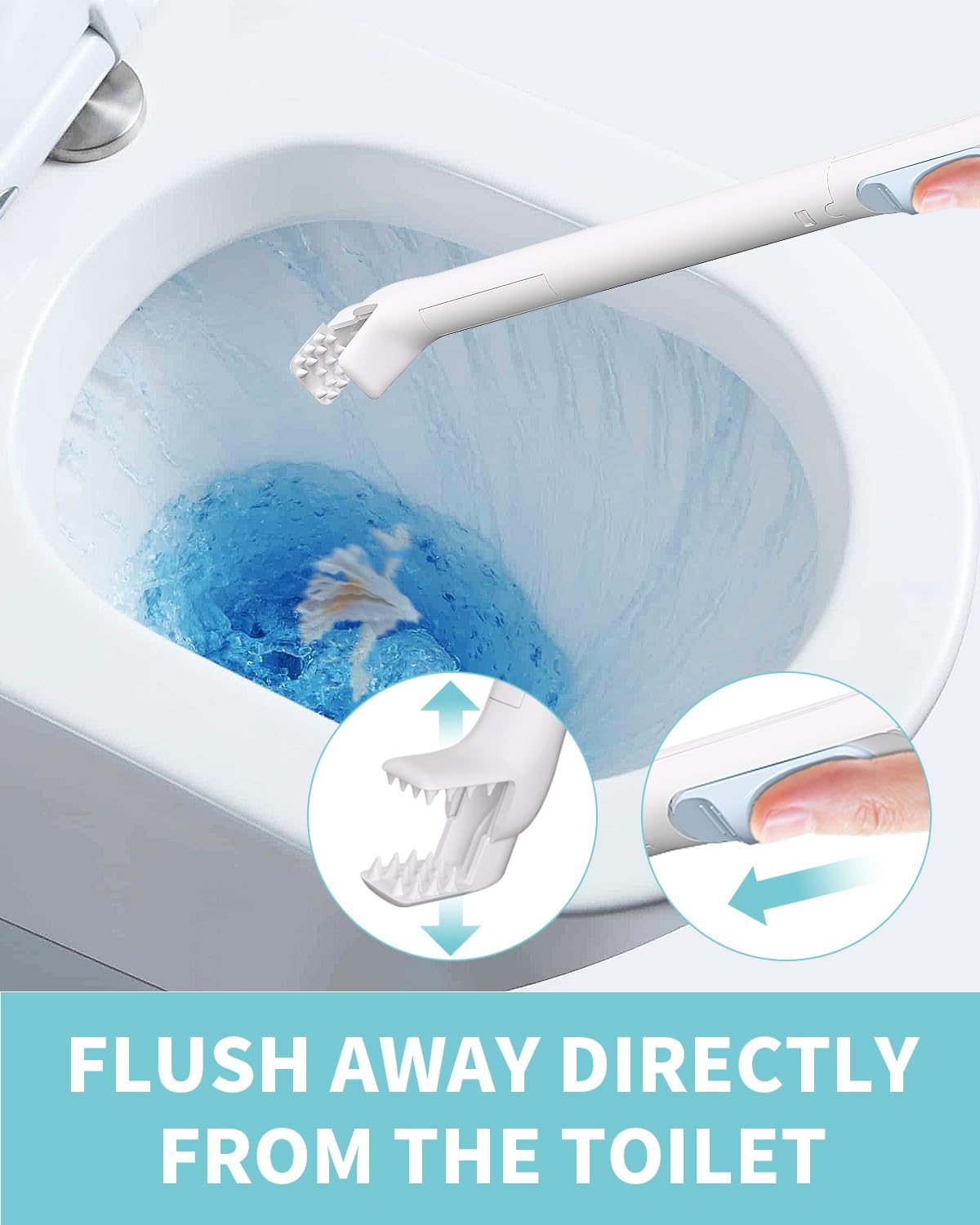 AIR U+ Disposable Toilet Brush Wand Starter Kit for Scrubbing Bubbles Flushable Refills, Wall Mount Toilet Cleaning System, 1 Toilet Wand + 72 Flushable Refills + 1 Automatic Visual Caddy
