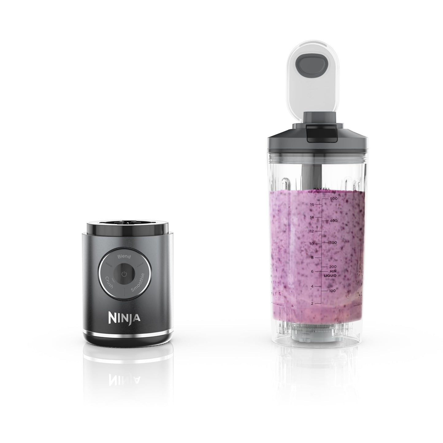 Ninja Blast Max, Portable & Personal Blender + Twist & Go, Smoothie, Blend, Ice Crush, 3 Programs, Cordless, 22 oz removable Vessel, Dishwasher Safe, Leakproof, Grey, BC251GY