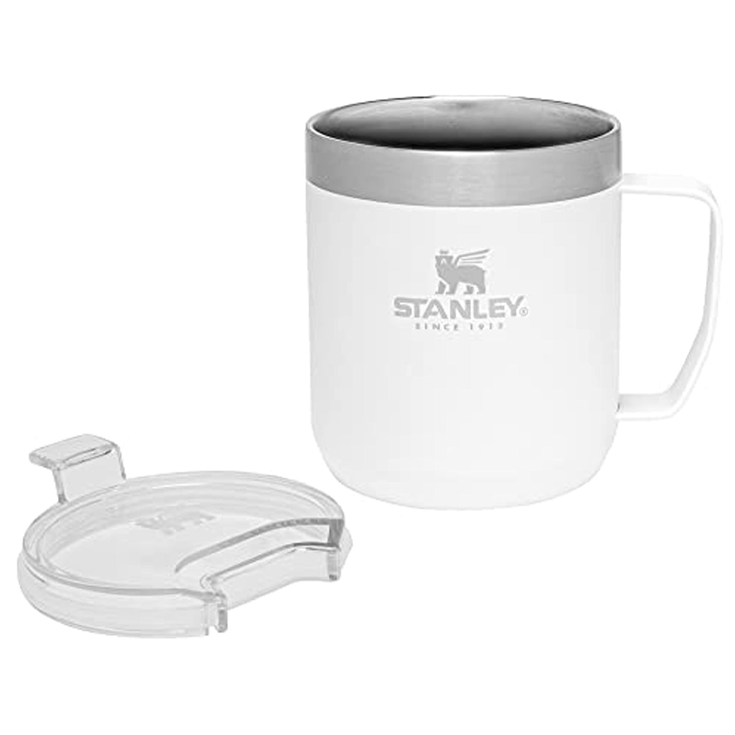 Stanley Stay-Hot Camp Mug 12 oz | Press Fit Drink Through Lid | Cup for Coffee, Tea and Drinks | Insulated Stainless Steel Coffee Mug | BPA-Free | Polar