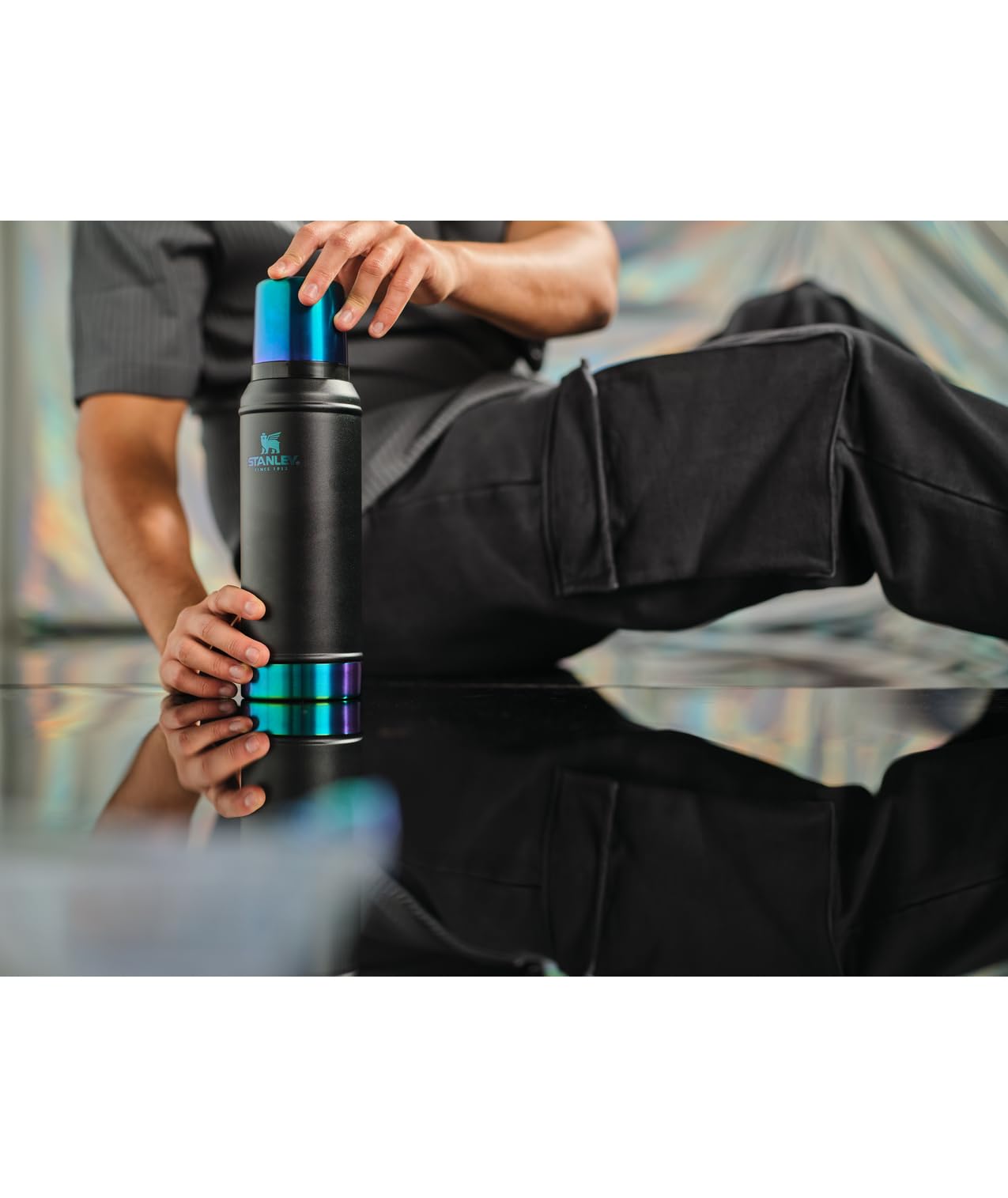 Stanley Classic Legendary Vacuum Bottle 2.0 qt | Wide Mouth with Leakproof Cup Lid | Keep Drinks Hot or Cold | Packable for Travel | Insulated Stainless Steel Thermal Bottle | BPA-Free | Black Chroma