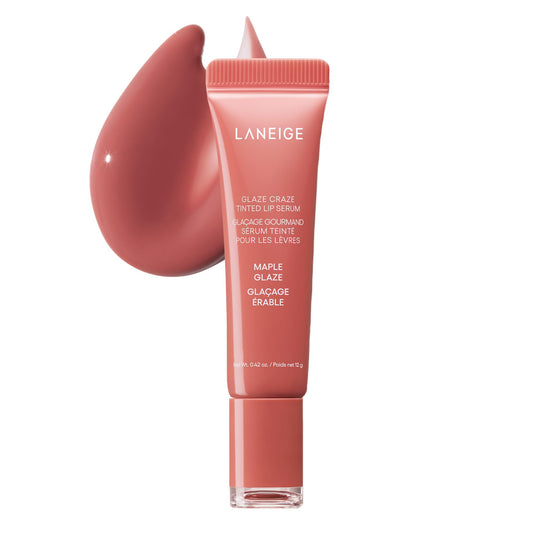 LANEIGE Glaze Craze Tinted Lip Serum, Maple Glaze: Hydrating Lip Serum for Glossy, Nourished Lips with Plumping Polypeptides