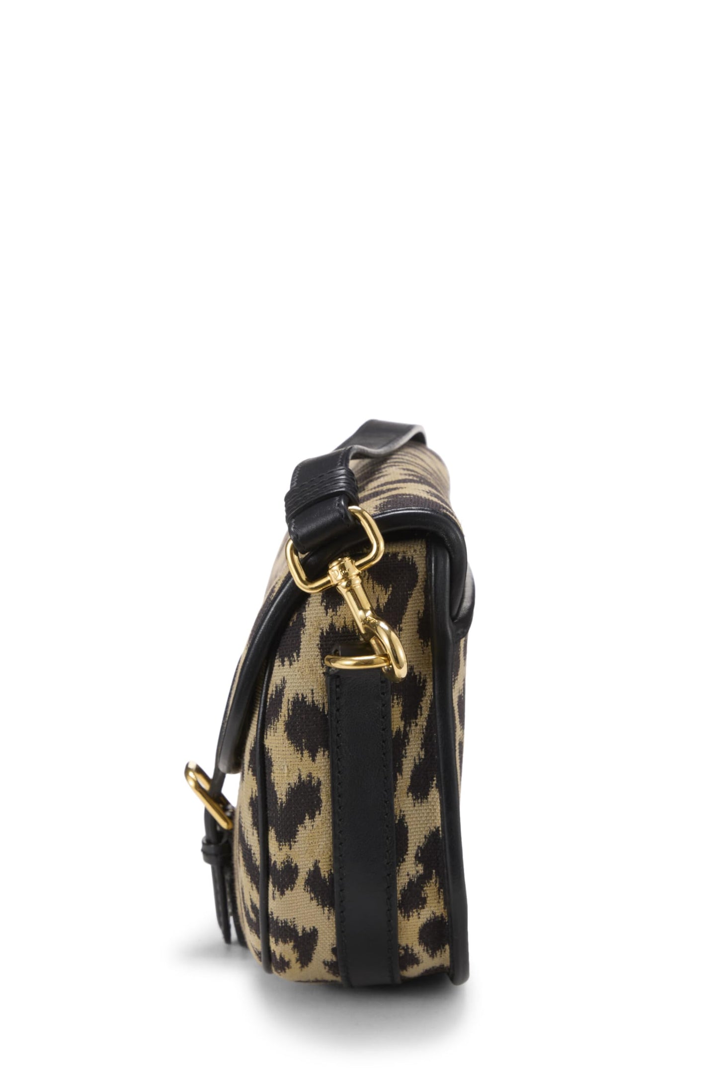 Dior, Pre-Loved Brown Cheetah Canvas Bobby Flap Medium, Brown
