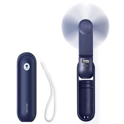 JISULIFE Portable Handheld Fan, Mini 3 In 1 with Rechargeable Battery, Personal Pocket Fan for Travel, Outdoor, USB Power Bank, Flashlight, Essential Ideal Gifts for Men/Women/Family/Friends - Blue