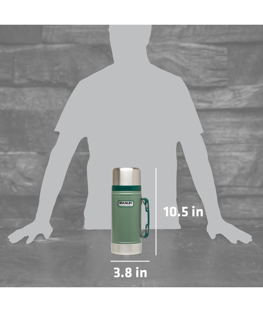 Stanley Classic Legendary Vacuum Insulated Food Jar – Stainless Steel, Naturally BPA-free Container – Keeps Food/Liquid Hot or Cold for 15 Hours – Leak Resistant, Hammertone Green, 24 OZ / 0.71 L