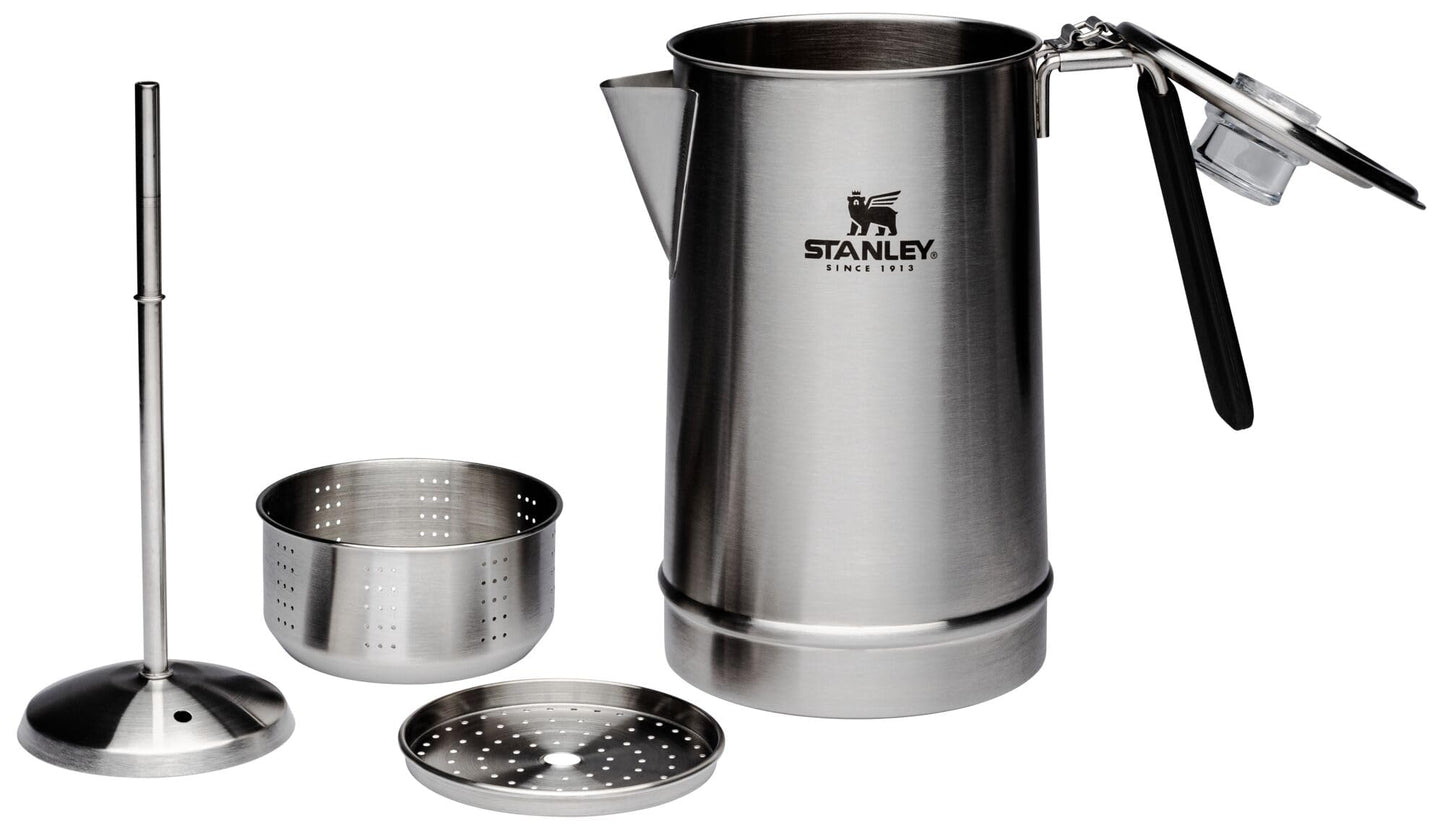Stanley Hold Tight Percolator Coffee Pot 1.1 qt | Stainless Steel 6 Cup Coffee Maker | Stove Top or Open Fire | Backpacking, Camping, Hiking Cookware | BPA-Free | Stainless Steel