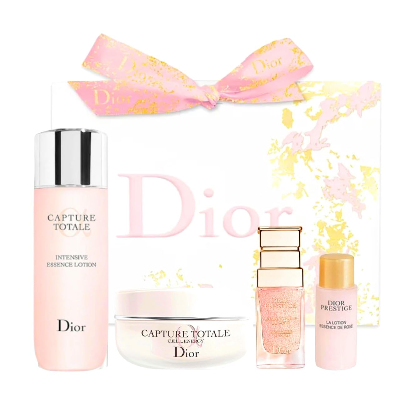 Dior Capture Totale Cell Energy Super Potent Serum, Firming and Wrinkle Rich Creme, Prestige Mask Concentrate Anti-Aging Skincare Gift Set (Travel Sizes)
