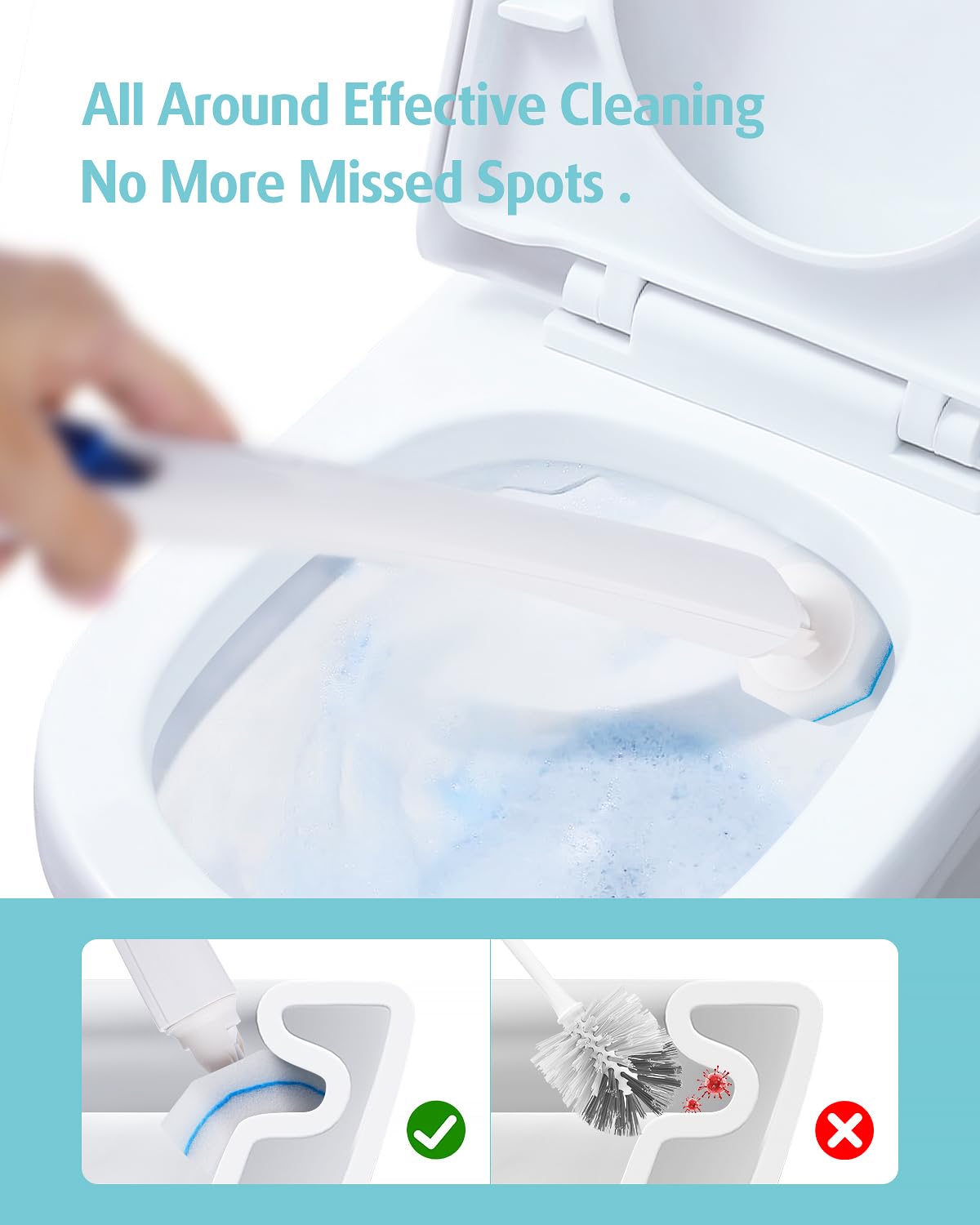 AIR U+ 24 PCS Disposable Toilet Brush Refills Only for Scotch-Brite Disposable Toilet Scrubber Wand(Snap-on Style), Toilet Cleaner Refill Pads, Upgraded Toilet Bowl Brush Refill Heads (Only Refills)