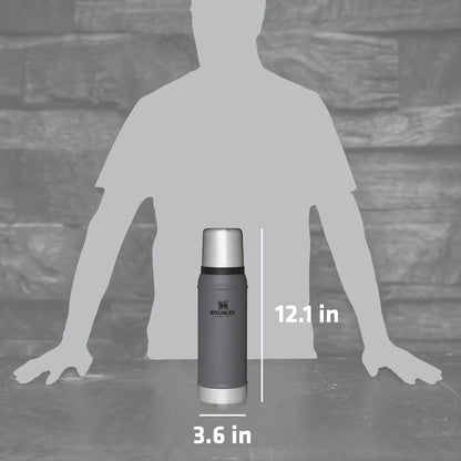 Stanley Classic Legendary Vacuum Bottle 1.0 qt | Wide Mouth with Leakproof Cup Lid | Keep Drinks Hot or Cold | Packable for Travel | Insulated Stainless Steel Thermal Bottle | BPA-Free | Charcoal