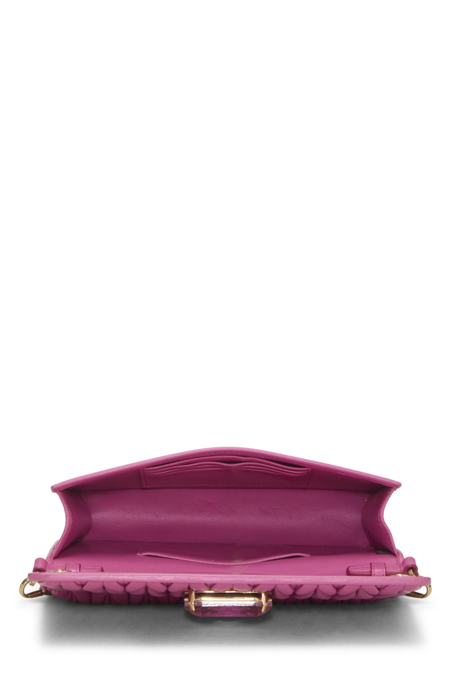 Miu Miu, Pre-Loved Pink Nappa Crystal Flap Wallet On Chain (WOC), Pink