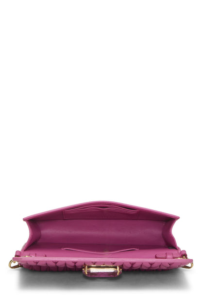 Miu Miu, Pre-Loved Pink Nappa Crystal Flap Wallet On Chain (WOC), Pink