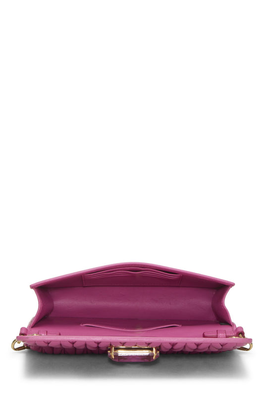 Miu Miu, Pre-Loved Pink Nappa Crystal Flap Wallet On Chain (WOC), Pink