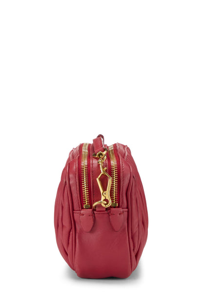 Miu Miu, Pre-Loved Red Nappa Double Zip Camera Crossbody Bag, Red