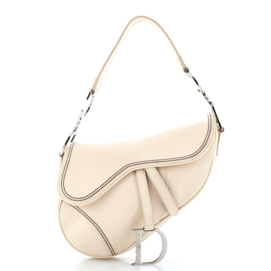 Christian Dior, Pre-Loved Saddle Handbag Leather Medium, Neutral