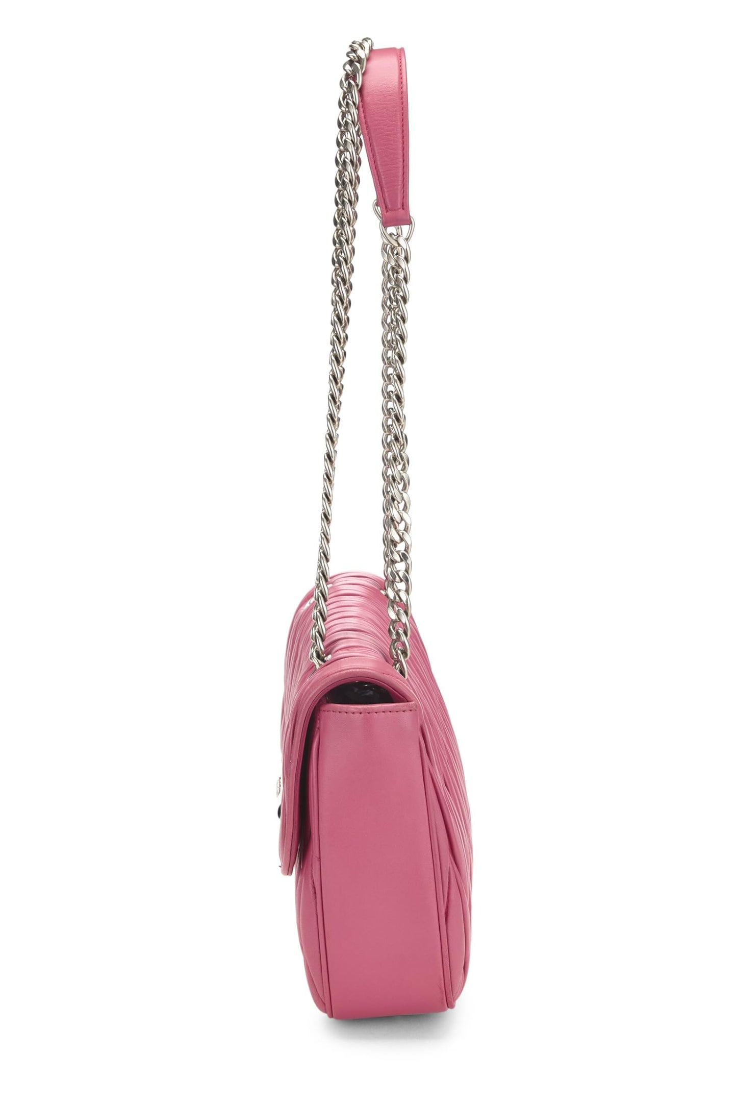 Miu Miu, Pre-Loved Pink Nappa Gaufre Chain Flap Shoulder Bag, Pink