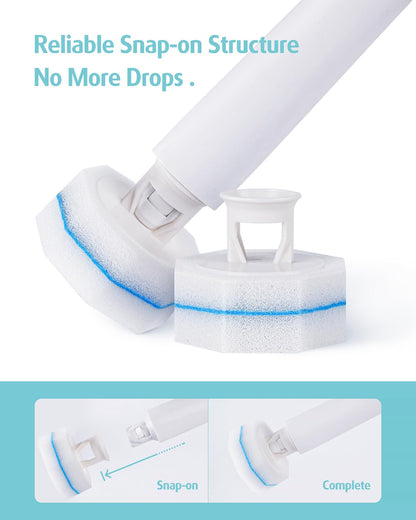 AIR U+ 24 PCS Disposable Toilet Brush Refills Only for Scotch-Brite Disposable Toilet Scrubber Wand(Snap-on Style), Toilet Cleaner Refill Pads, Upgraded Toilet Bowl Brush Refill Heads (Only Refills)