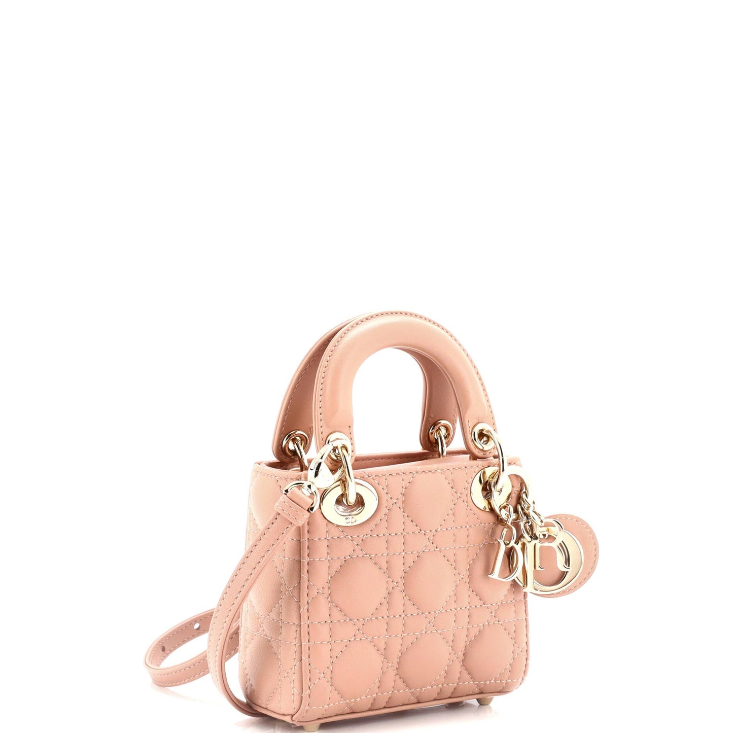 Christian Dior, Pre-Loved Lady Dior Bag Cannage Quilt Lambskin Micro, Neutral