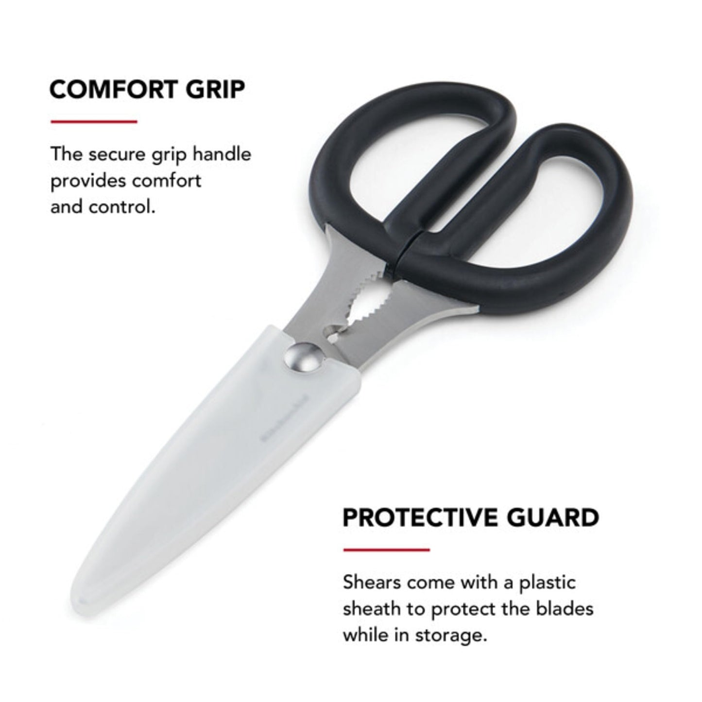 KitchenAid Multipurpose Shear Set, Versatile Scissors with Nutcracker, Bottle Opener, Ergonomic Handles with Protective Blade Covers, 2 Piece