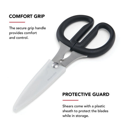 KitchenAid Multipurpose Shear Set, Versatile Scissors with Nutcracker, Bottle Opener, Ergonomic Handles with Protective Blade Covers, 2 Piece