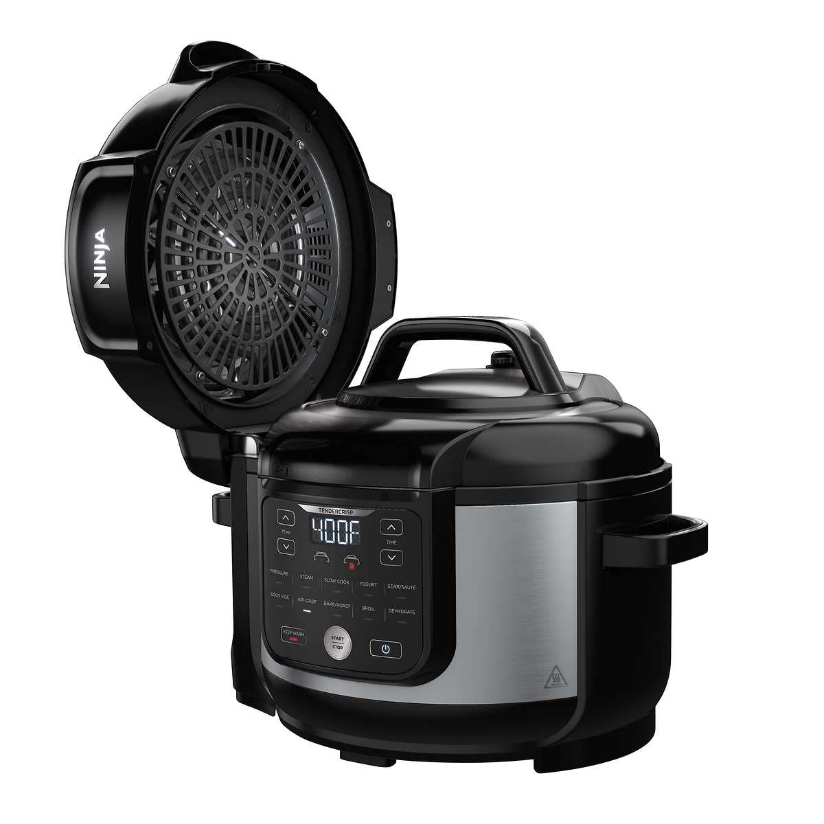 Ninja OS301/FD305CO Foodi 10-in-1 Pressure Cooker and Air Fryer with Nesting Broil Rack, 6.5-Quart Capacity, and a Stainless Finish (Renewed)