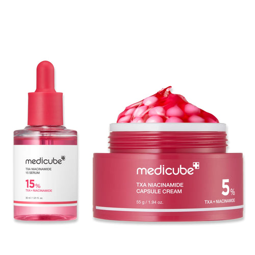 medicube TXA Glow & Care Duo: TXA+Niacinamide 15% Glow Facial Serum and TXA+Niacinamide Capsule Cream