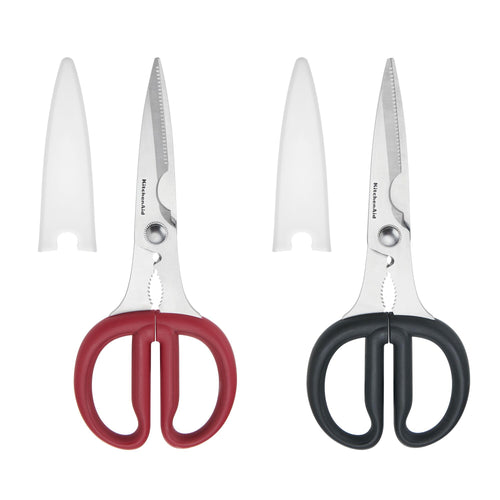 KitchenAid Multipurpose Shear Set, Versatile Scissors with Nutcracker, Bottle Opener, Ergonomic Handles with Protective Blade Covers, 2 Piece