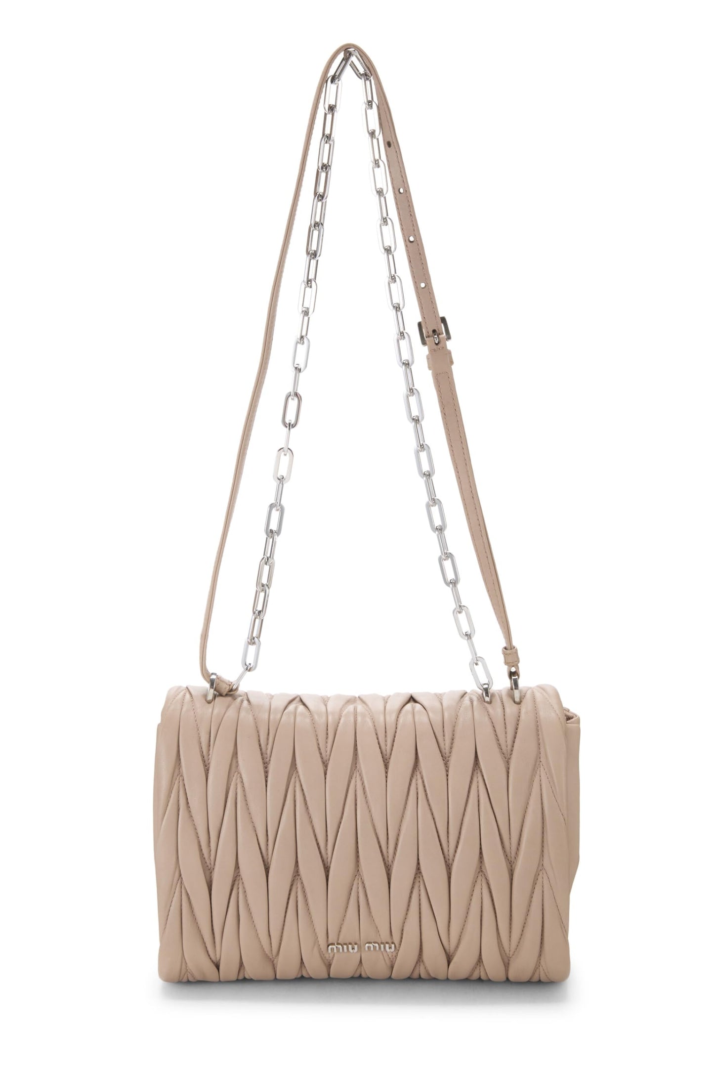Miu Miu, Pre-Loved Pink Nappa Matelassé Shoulder Bag, Beige