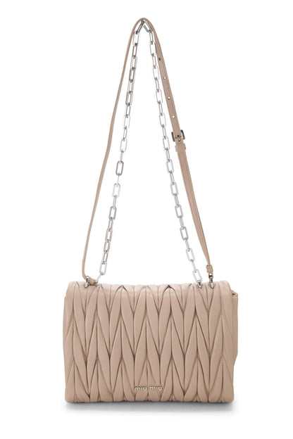 Miu Miu, Pre-Loved Pink Nappa Matelassé Shoulder Bag, Beige