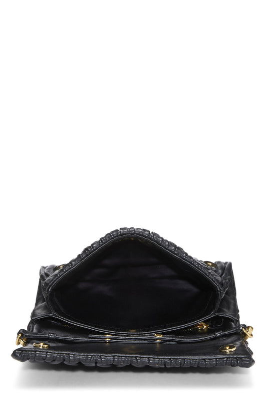 Miu Miu, Pre-Loved Black Nappa Matelassé Chain Clutch, Black