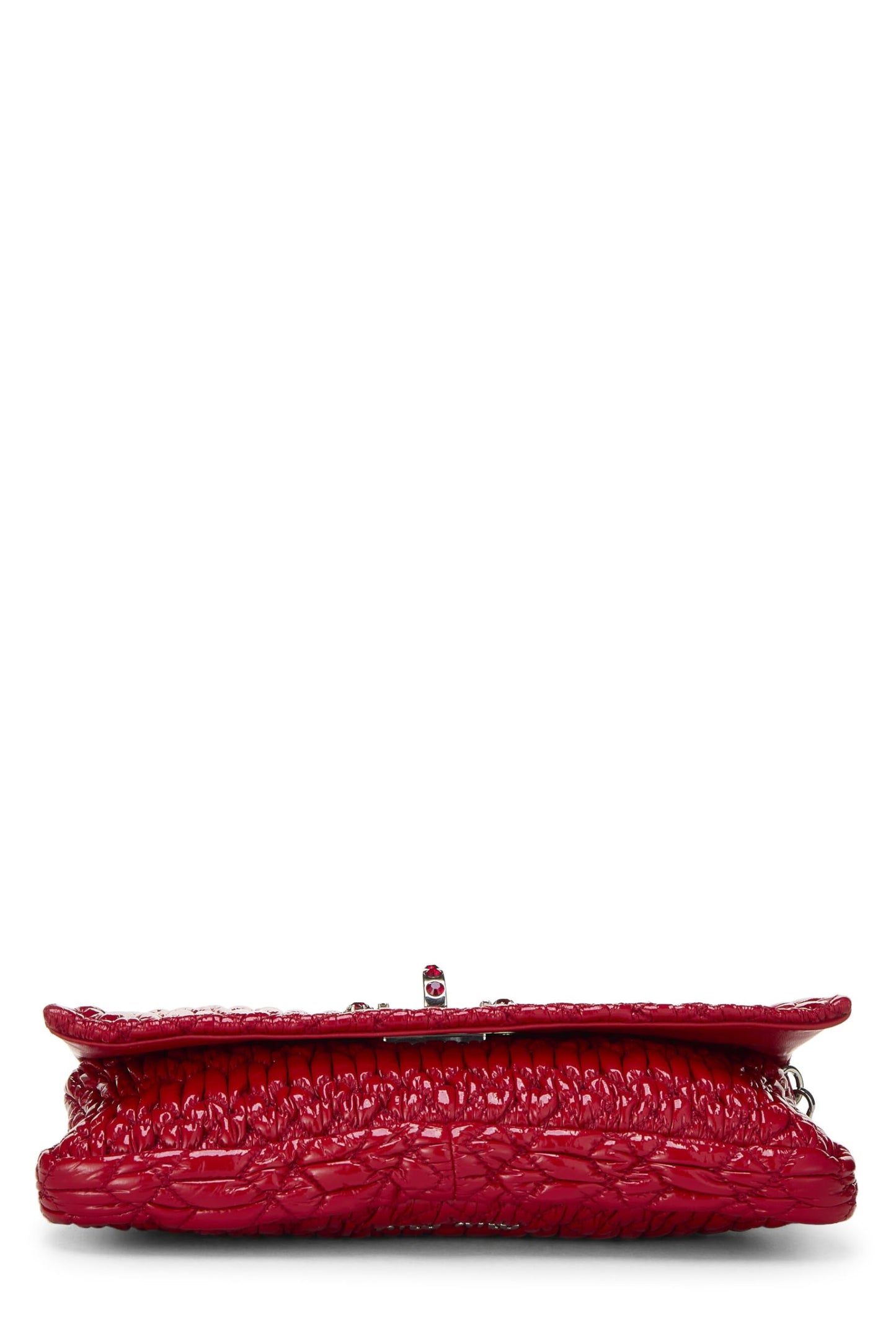 Miu Miu, Pre-Loved Red Nappa Crystal Flap Shoulder Bag, Red