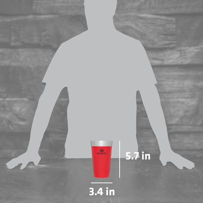 Stanley Adventure Stacking Beer Pint Glass 16oz | Stackable Drinking Cup for Cold Beverages | Dishwasher Safe | Insulated Stainless Steel Tumbler | BPA-Free | Lava