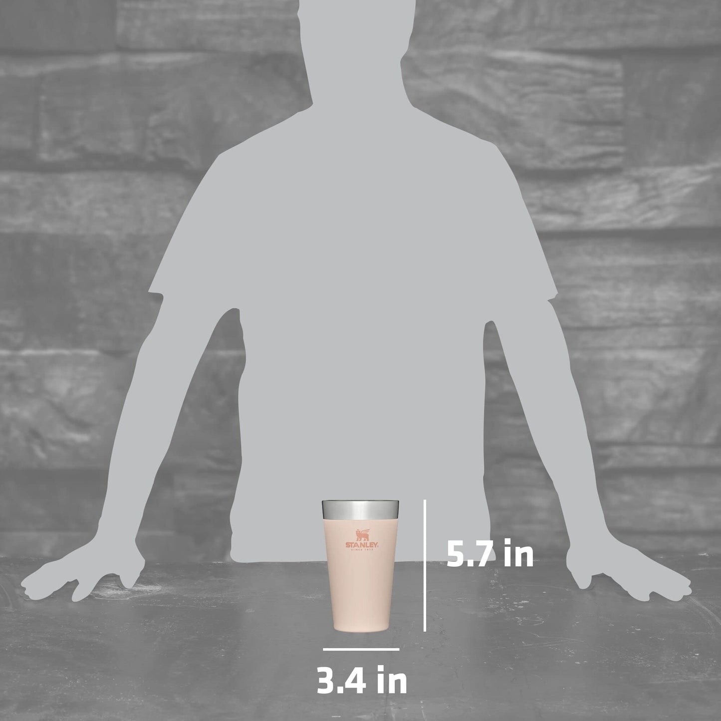 STANLEY Adventure Inulsated Stacking Beer Pint Glass, 16oz Stainless Steel Double Wall Rugged Metal Drinking Tumbler (Limestone)