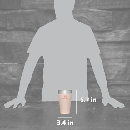 STANLEY Adventure Inulsated Stacking Beer Pint Glass, 16oz Stainless Steel Double Wall Rugged Metal Drinking Tumbler (Limestone)