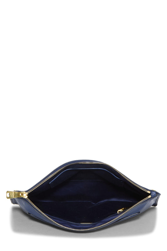 Miu Miu, Pre-Loved Navy Studded Calfskin Clutch, Navy