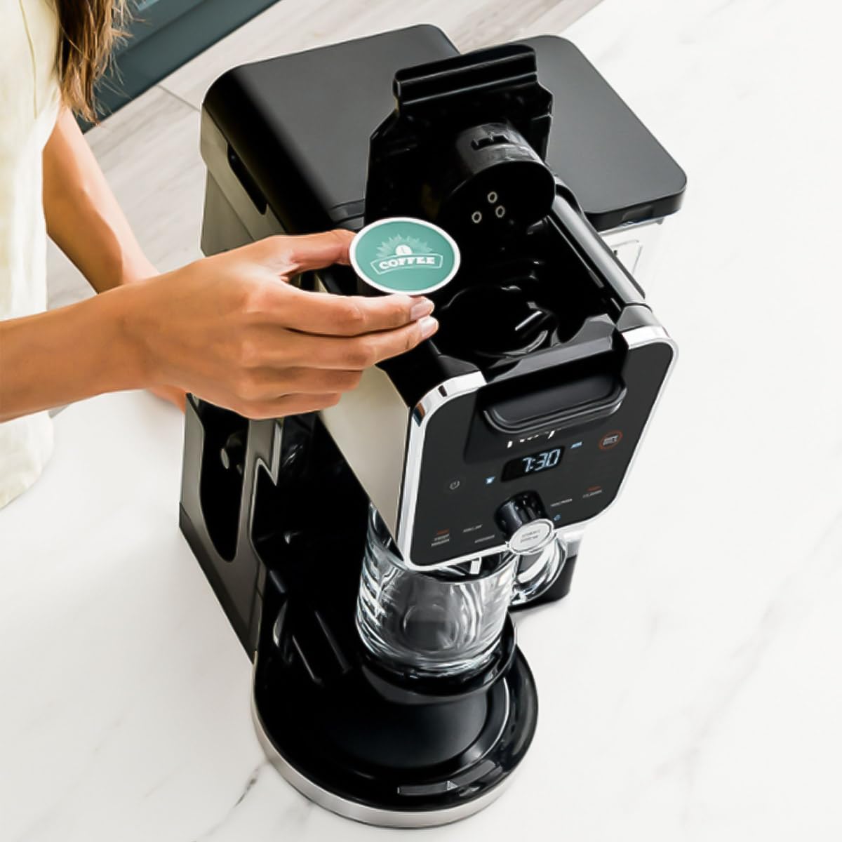 Ninja CFP451CO DualBrew System 14-Cup Coffee Maker, Single-Serve Pods & Grounds, 4 Brew Styles, Built-In Fold Away Frother, 70-oz. Water Reservoir Carafe, Black Extra Large (Renewed)