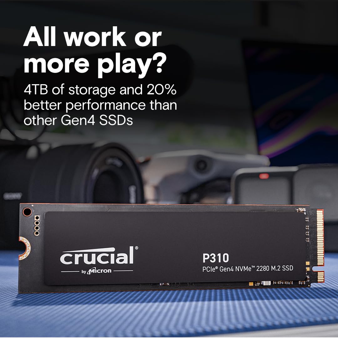 Crucial P310 500GB 2280 PCIe Gen4 3D NAND NVMe M.2 SSD – Up to 6,600MB/s – Shift up to Gen4, with Acronis Offer, Internal Solid State Drive (PC) – CT500P310SSD801