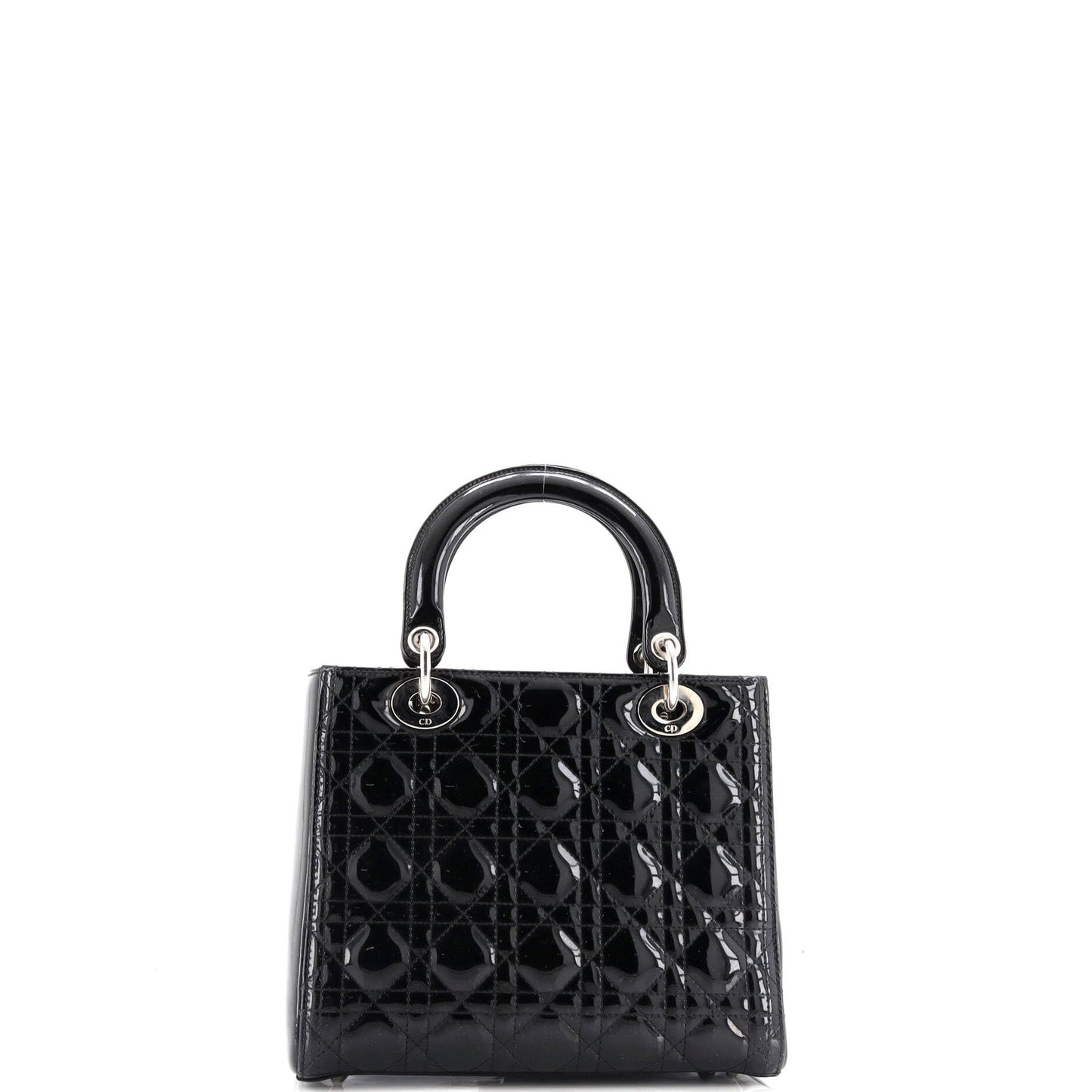 Christian Dior, Pre-Loved Lady Dior Bag Cannage Quilt Patent Medium, Black