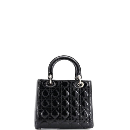 Christian Dior, Pre-Loved Lady Dior Bag Cannage Quilt Patent Medium, Black
