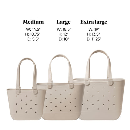 Simple Modern Large Beach Bag | Waterproof Getaway Rubber Tote with Zipper Pocket for Travel, Pool, Boat, Groceries, Sports | Almond Birch
