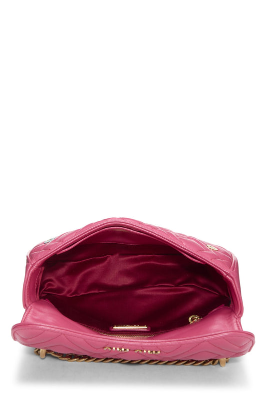 Miu Miu, Pre-Loved Pink Calfskin Diamond Quilted Shoulder Bag, Pink