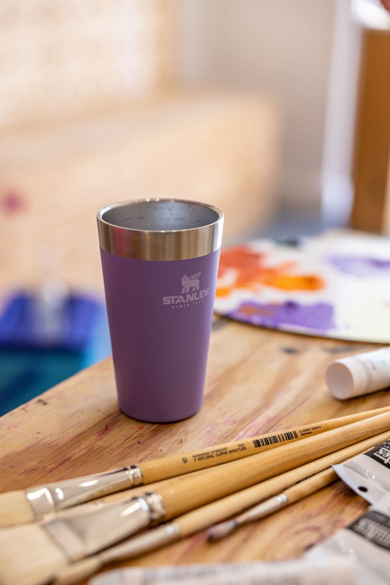 Stanley Adventure Stacking Beer Pint Glass 16oz | Stackable Drinking Cup for Cold Beverages | Dishwasher Safe | Insulated Stainless Steel Tumbler | BPA-Free | Lavender
