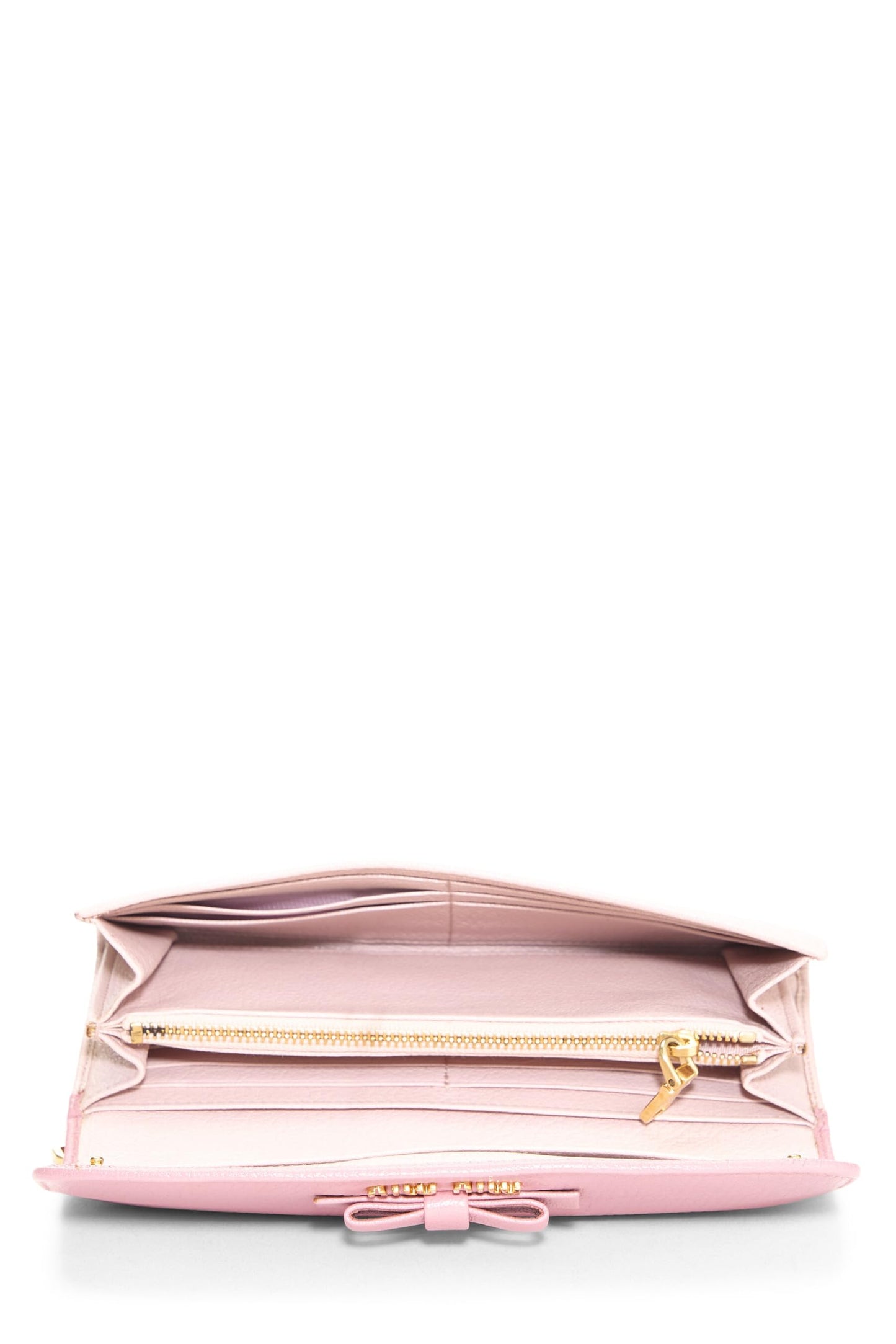 Miu Miu, Pre-Loved Yellow Calfskin Continental Wallet, Pink