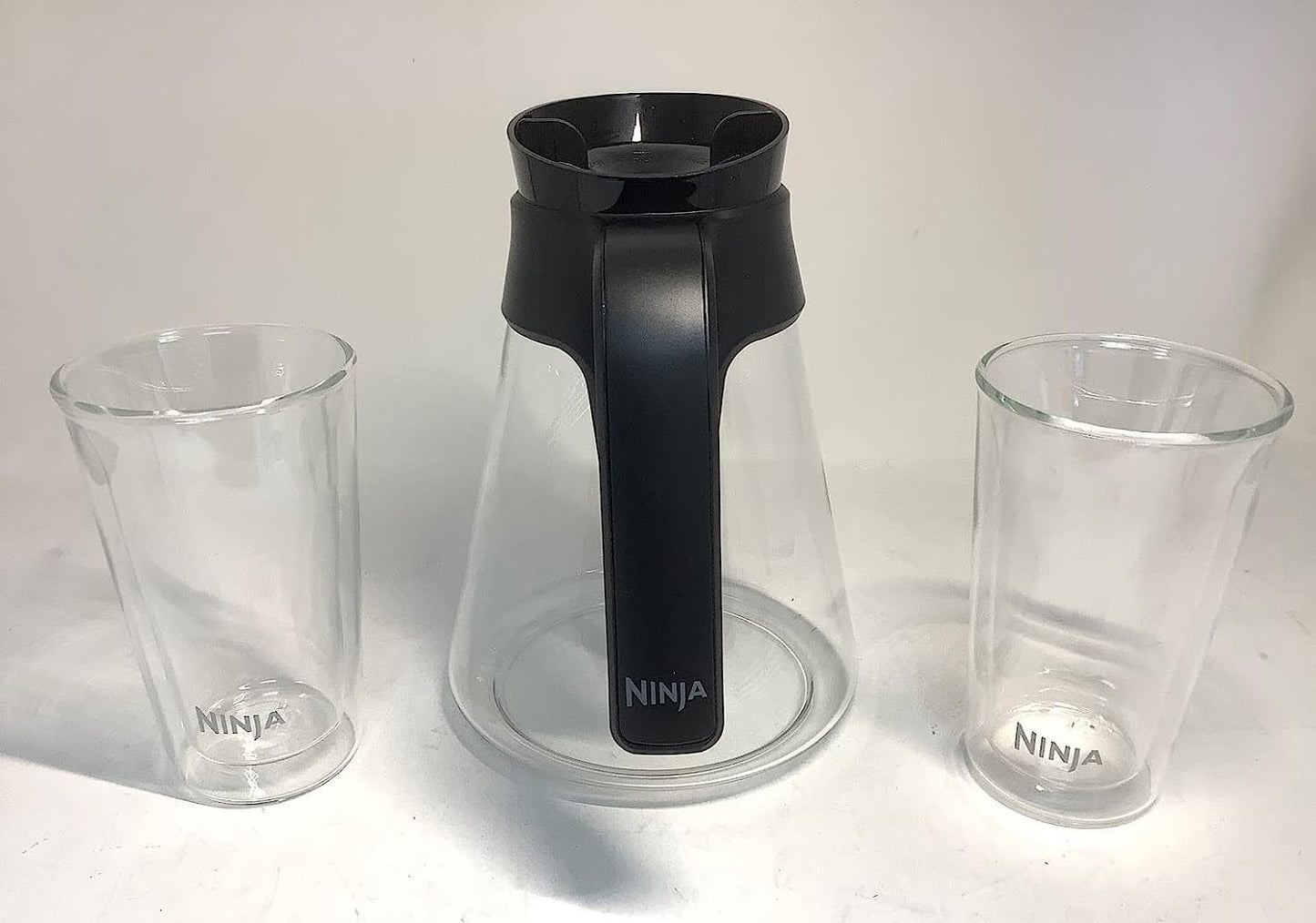 Genuine Ninja 43oz (6-Cup) Glass Carafe w/ 2-Pack 12oz Double-Wall Thermal Tumbler for CF085 CF086 CF087 CF020 CF021 Coffee Maker Bar Brewer