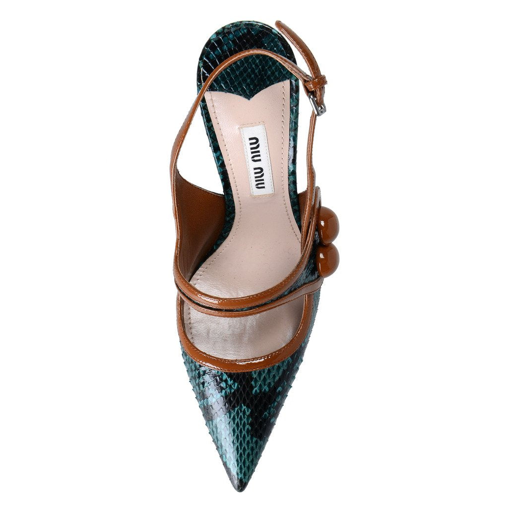 Miu Miu Women's Python Leather High Heel Slingbacks Pumps Shoes US 5 IT 35; Multi-Color