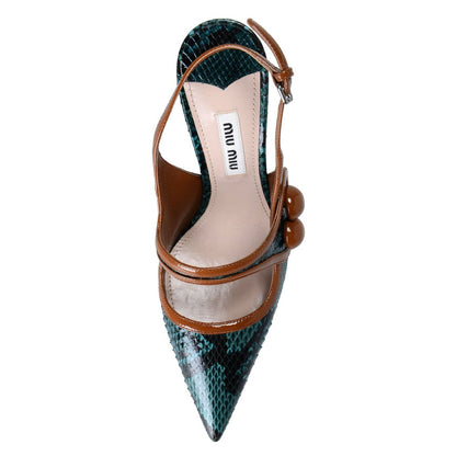 Miu Miu Women's Python Leather High Heel Slingbacks Pumps Shoes US 5 IT 35; Multi-Color