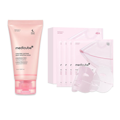 medicube PDRN Overnight Glow Duo: PDRN Caffiene Overnight Wrapping Peel Off Facial Mask and Salmon DNA PDRN Pink Collagen Jelly Gel Mask