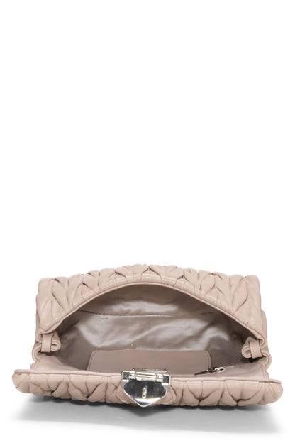 Miu Miu, Pre-Loved Pink Nappa Matelassé Shoulder Bag, Beige
