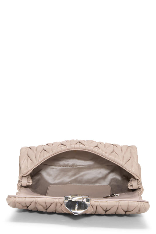 Miu Miu, Pre-Loved Pink Nappa Matelassé Shoulder Bag, Beige